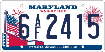 MD license plate 6AF2415
