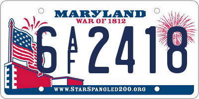 MD license plate 6AF2418