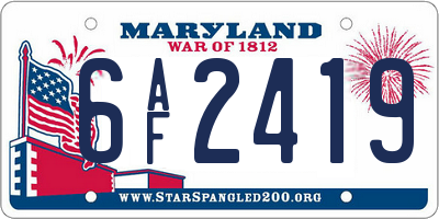 MD license plate 6AF2419