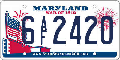MD license plate 6AF2420