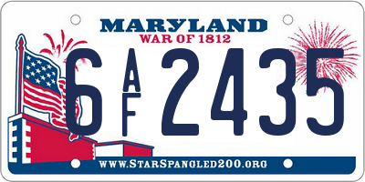 MD license plate 6AF2435