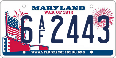 MD license plate 6AF2443