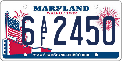 MD license plate 6AF2450
