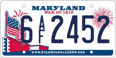 MD license plate 6AF2452
