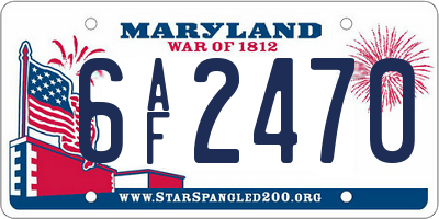 MD license plate 6AF2470