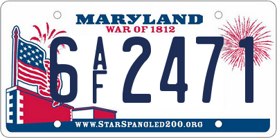 MD license plate 6AF2471