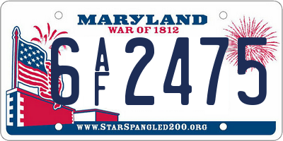 MD license plate 6AF2475