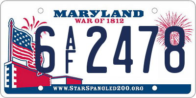 MD license plate 6AF2478