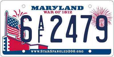 MD license plate 6AF2479