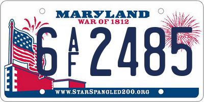 MD license plate 6AF2485