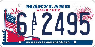 MD license plate 6AF2495