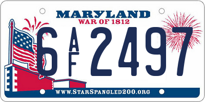 MD license plate 6AF2497