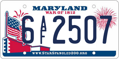 MD license plate 6AF2507