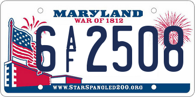 MD license plate 6AF2508