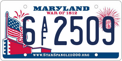 MD license plate 6AF2509