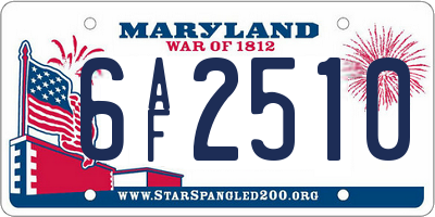 MD license plate 6AF2510