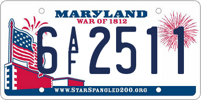 MD license plate 6AF2511