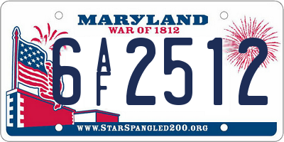 MD license plate 6AF2512