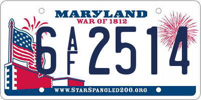 MD license plate 6AF2514