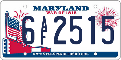 MD license plate 6AF2515