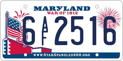MD license plate 6AF2516