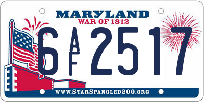MD license plate 6AF2517