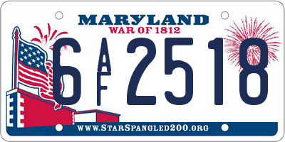 MD license plate 6AF2518