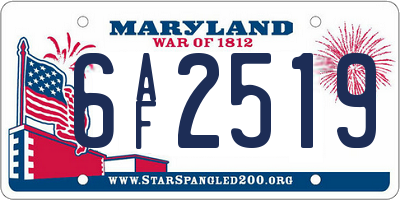 MD license plate 6AF2519