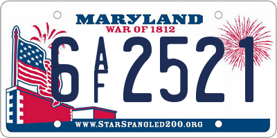 MD license plate 6AF2521