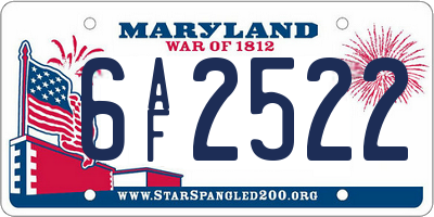 MD license plate 6AF2522