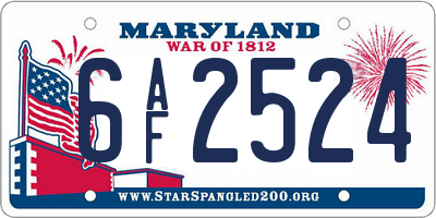 MD license plate 6AF2524
