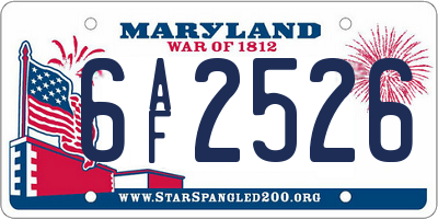 MD license plate 6AF2526