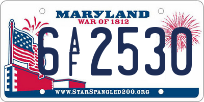 MD license plate 6AF2530