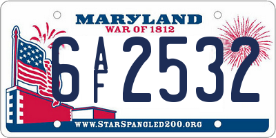 MD license plate 6AF2532
