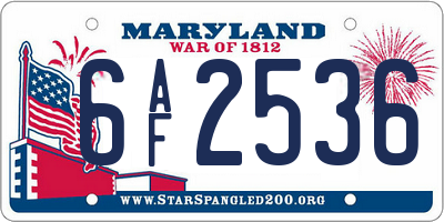MD license plate 6AF2536