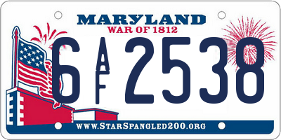 MD license plate 6AF2538