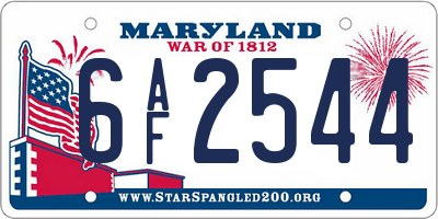 MD license plate 6AF2544