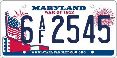 MD license plate 6AF2545