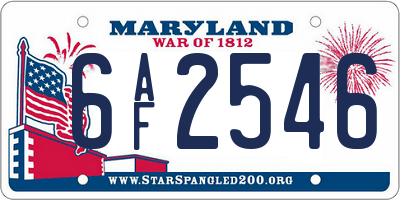 MD license plate 6AF2546