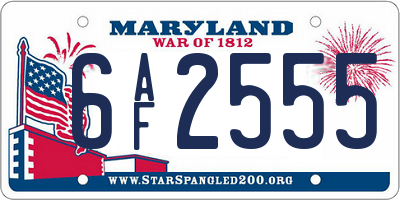 MD license plate 6AF2555