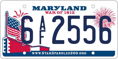 MD license plate 6AF2556