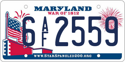 MD license plate 6AF2559