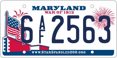 MD license plate 6AF2563