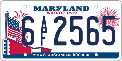 MD license plate 6AF2565
