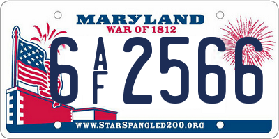 MD license plate 6AF2566