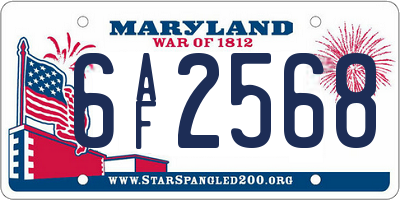 MD license plate 6AF2568