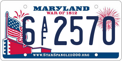 MD license plate 6AF2570