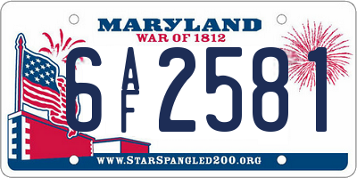 MD license plate 6AF2581