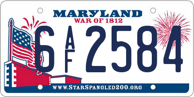 MD license plate 6AF2584