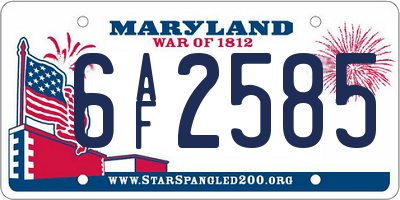 MD license plate 6AF2585